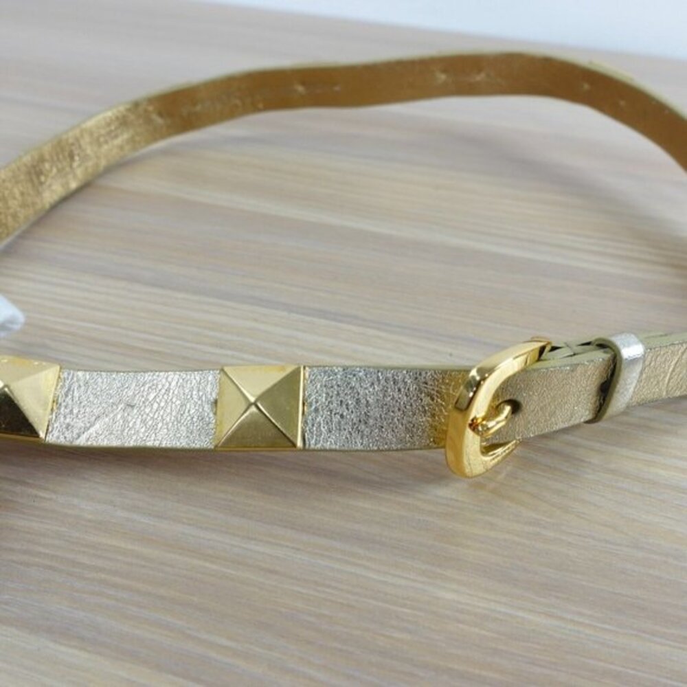 Y2K Michael Kors Studded Belt Womens S Punk Rock Gold Metallic Faux Leather‎